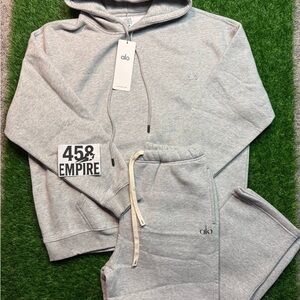 ALO Yoga Gray Hoodie and Sweatpants Set